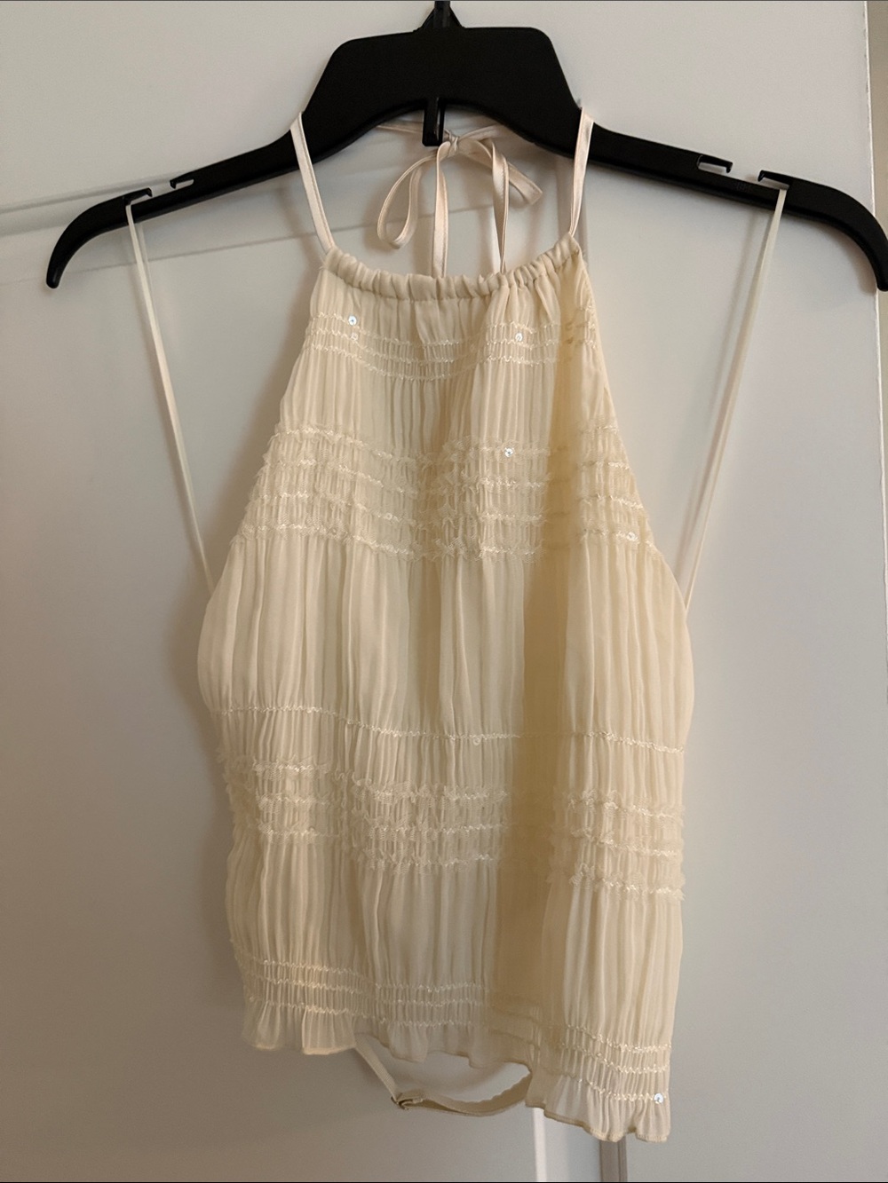 Chiffon backless cream halter top